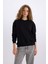 Oversize Geniş Kalıp Bisiklet Yaka Basic Düz Kalın Sweatshirt E3859AX24WN 3