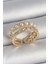 Pirinç Gold Renk 2'li Zirkon Taşlı ve Incili Ayarlanabilir Kadın Yüzük - Trend Ürün 1