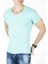 Su Yeşili Erkek/Unisex Slim Fit Dar Kesim Bisiklet Yaka Pamuklu Likralı Basic Tişört 1801131 6