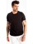 Siyah Erkek/Unisex Slim Fit Dar Kesim Bisiklet Yaka Pamuklu Likralı Basic Tişört 1801131 4