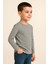 Unisex Çocuk Bisiklet Yaka Uzun Kollu Okul Badi M00748 Gri 3