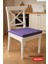 2'li Sandalye Minderi Su Itici Kumaş 40X40 cm Sünger Sandalye Minderi Bağcıklı Mor 5