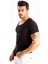Siyah Geniş Yaka Likralı Tişört Oval Yaka Slim Fit Eteği Oval Açık Yaka T-shirt 1801199 2