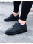J011 Bağcıklı Ortopedik Taban Erkek Sneaker Günlük Ayakkabı St Siyah 1