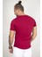 Bordo Geniş Yaka Likralı Tişört Oval Yaka Slim Fit Eteği Oval Açık Yaka T-shirt 1801199 5