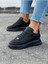 J501 Bağcıklı Ortopedik Taban Erkek Sneaker Günlük Ayakkabı St Siyah 1