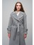 Düşük Kol Apolet Detaylı Kruvaze Oversize Kaban A.gri 3062 2