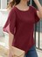 Kadın Kısa Yırtmaç Kollu Yuvarlak Yaka Şifon Bluz 3