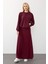 Oversize Premium Kumaş Sweat Etekli Takım Bordo 7011-TK 1