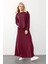Oversize Premium Kumaş Sweat Etekli Takım Bordo 7011-TK 2