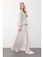 Oversize Premium Kumaş Sweat Etekli Takım Krem 7011-TK 2
