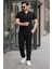Erkek Yakalı Fermuarlı T-Shirt Pantolon Ikili Rahat Takım 1