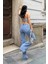 Yüksek Bel Yırtık Detaylı Bol Paça Pantolon - Denim Denim - 28 3