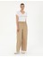Kadın Bej Dokulu Flare Hıgh Waist Fit Pantolon 50289354-VR011 1