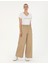 Kadın Bej Dokulu Flare Hıgh Waist Fit Pantolon 50289354-VR011 3