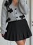 Pile Detaylı Beli Lastikli Mini Şort Etek Siyah 3