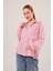 Yarasa Kol Çizgili Cep Detaylı Pembe Gömlek 1