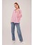 Yarasa Kol Çizgili Cep Detaylı Pembe Gömlek 2