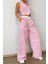 Kadın Çizgili Poplin Dokuma Ikili Takım – Düğmeli Crop Yelek & Bol Paça Pantolon Yazlık Rahat Model 2