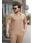 Erkek Yakalı Fermuarlı T-Shirt Pantolon Ikili Rahat Takım 3