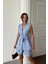 Keten Yelek - Şort Takım - Mavi 2