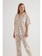 Kadın Plus Size Viscose Kısa Kollu Gömlek Pijama Üstü 2