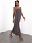 Acı Kahve Tencel Yanı Yırtmaçlı Maxi Boy Elbise 1057 1