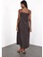 Acı Kahve Tencel Yanı Yırtmaçlı Maxi Boy Elbise 1057 4
