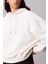 Kadın Kapüşonlu Nakış Logolu Sweatshirt - Ekru 2