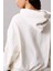 Kadın Kapüşonlu Nakış Logolu Sweatshirt - Ekru 3