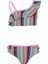 Kız Çocuk Çok Renkli Siyah Çizgili Pembe Biyeli Bikini Takımı 25SG002ST 1