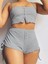 Kadın Ip Askılı Crop Bluz ve Yanlardan Büzgülü Ikili Kaşkorse Short Takım 1