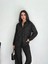 Kadın Konfor Modeli Siyah Varak Desenli Işlemeli Dantel Desenli Oversize Regular Tasarım Gömlek 1