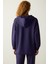 Koyu Indigo Yarım Fermuarlı Kapüşonlu Silky Touch Sweatshirt 6
