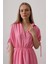 Beli Lastikli Elbise - Pembe 4