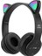 Bluetooth 5.0 Kablosuz Işıklı Kedi Kulaklık Kulak Üstü Kulaklık (Siyah) 1