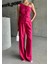 Tek Kol Yelek - Pantolon Takım Atlas - Fuşya 3