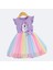 Kızlar Için Yazlık Unicorn Baskılı Tül Etekli Elbise Pembe S0024-25-26 1