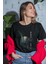 Zuno Kadın Comfort Fit Black Cat Baskılı T-Shirt 1