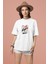 Zuno Kadın Comfort Fit Kırmızı Ay Kuş Baskılı T-Shirt 1