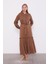 Kahve Taş Işleme Detaylı Cupra Elbise 1