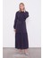 Lacivert Taş Işleme Detaylı Cupra Elbise 2