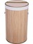 El Yapımı Hasır Katlanır Çamaşır Sepeti Yuvarlak 60 Litre (35CM*35CM*61CM), Doğal Malzemeden Üretilmiş Çamaşırlık (Naturel) 1