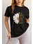 Zuno Kadın Comfort Fit Papatya Baskılı T-Shirt 1
