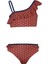 Kız Çocuk Çiçek Desenli Kiremit Rengi Lacivert Biyeli Bikini Takımı 25SG005ST 1
