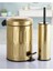 Haus Pedallı Çöp Kovası Tuvalet Wc Fırçası Banyo Çöp Kovası 2li Banyo Seti 5 Litre Gold Vintage 2