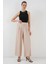 Geniş Paça Pileli Pantolon 6718 - Krem 2