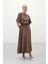 Yırtmaçlı Uzun Etek - Kahve 3