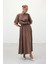 Yırtmaçlı Uzun Etek - Kahve 4
