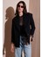 Regular Fit Mono Yaka Desenli Astar Detaylı Blazer Ceket Bayan Ceket 6524430 1